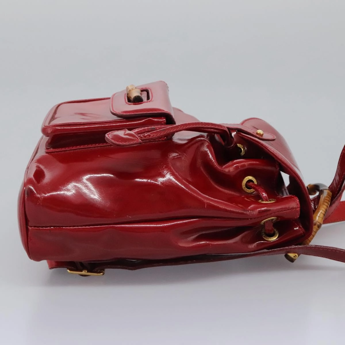 Gucci Bamboo Patent Leather Backpack Bag (Pre-Owned)