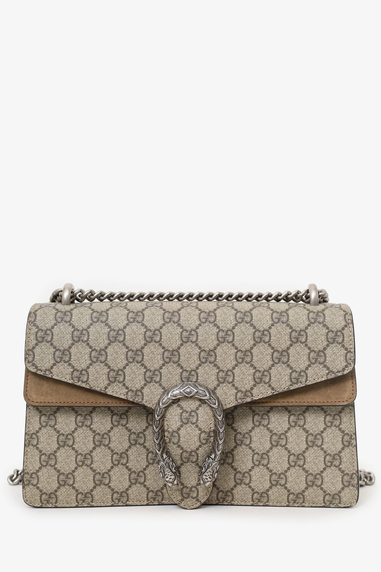Gucci Beige GG Supreme Canvas/Suede Small Dionysus Shoulder Bag