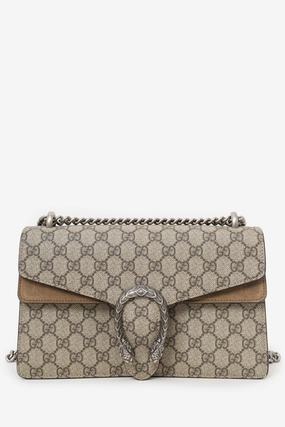 Gucci Beige GG Supreme Canvas/Suede Small Dionysus Shoulder Bag