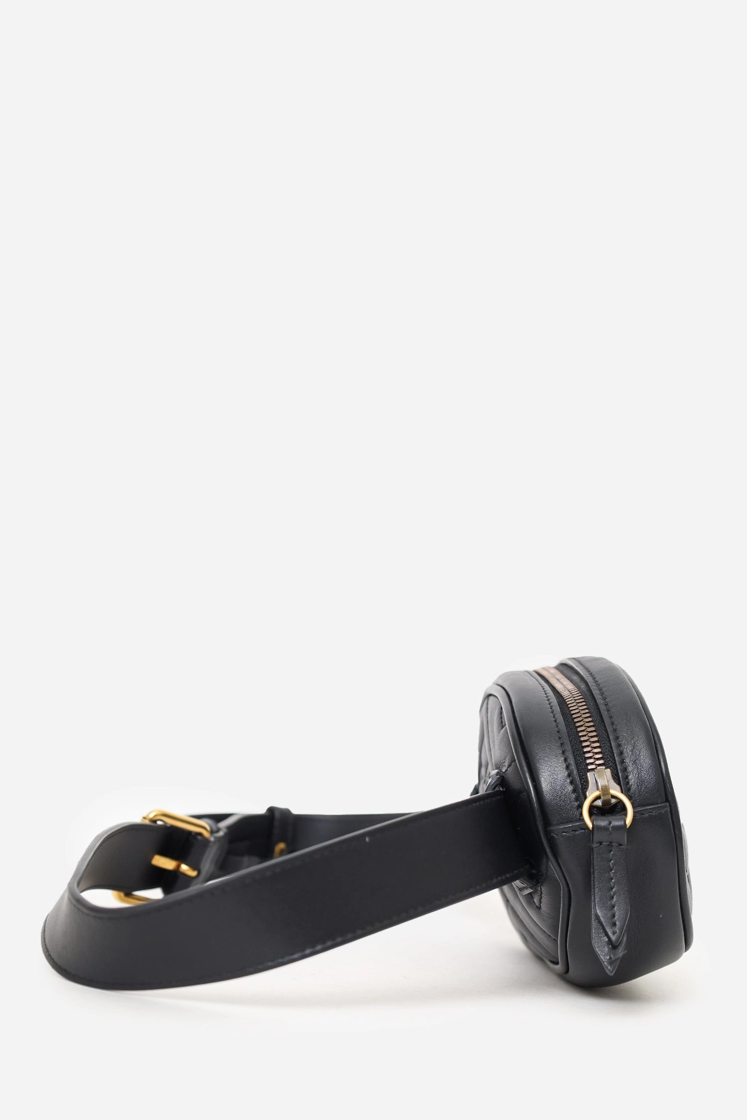 Gucci Black Chevron Leather Marmont Belt Bag