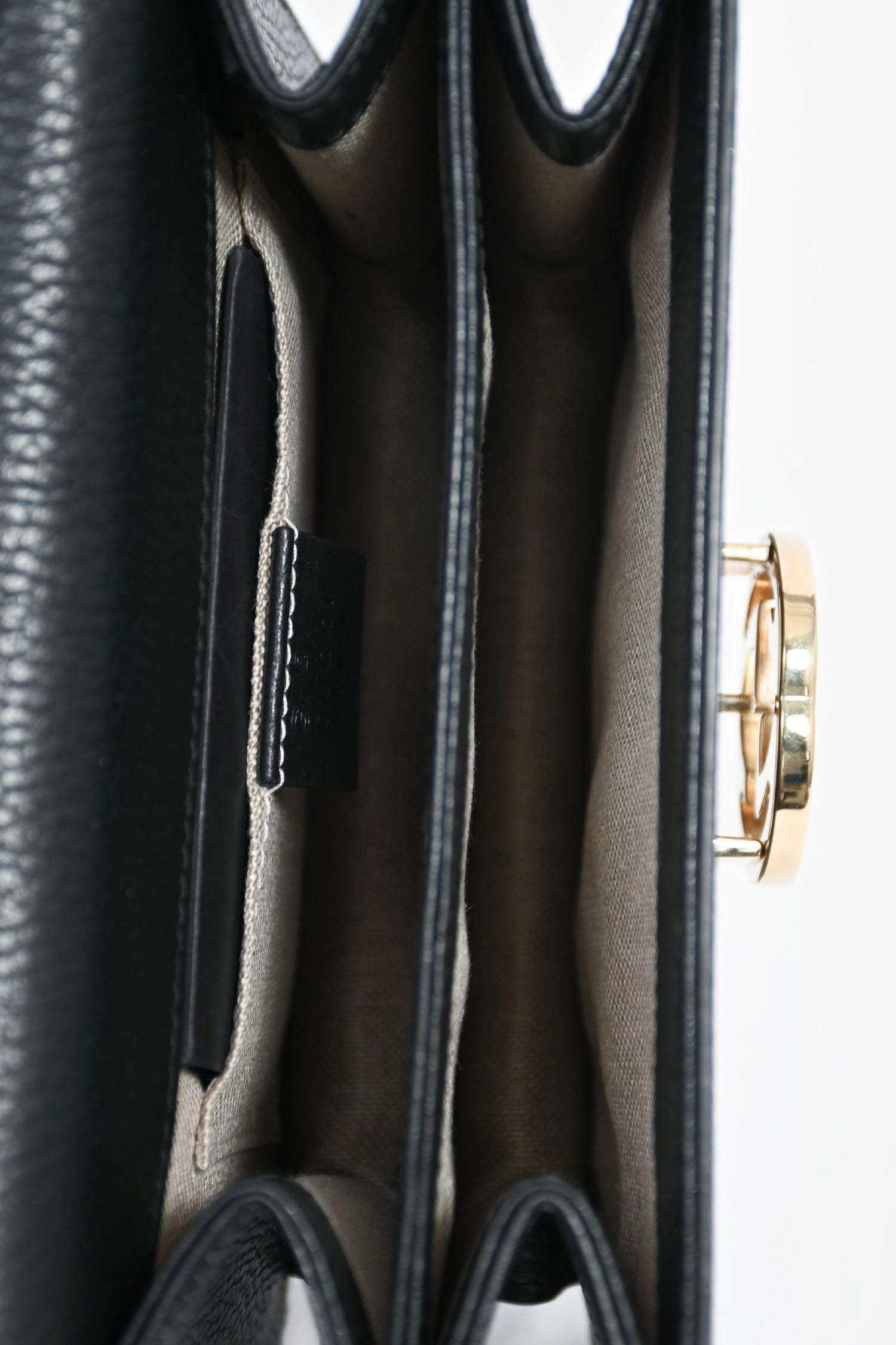 Gucci Black Leather Interlocking G Small Dollar Crossbody Bag