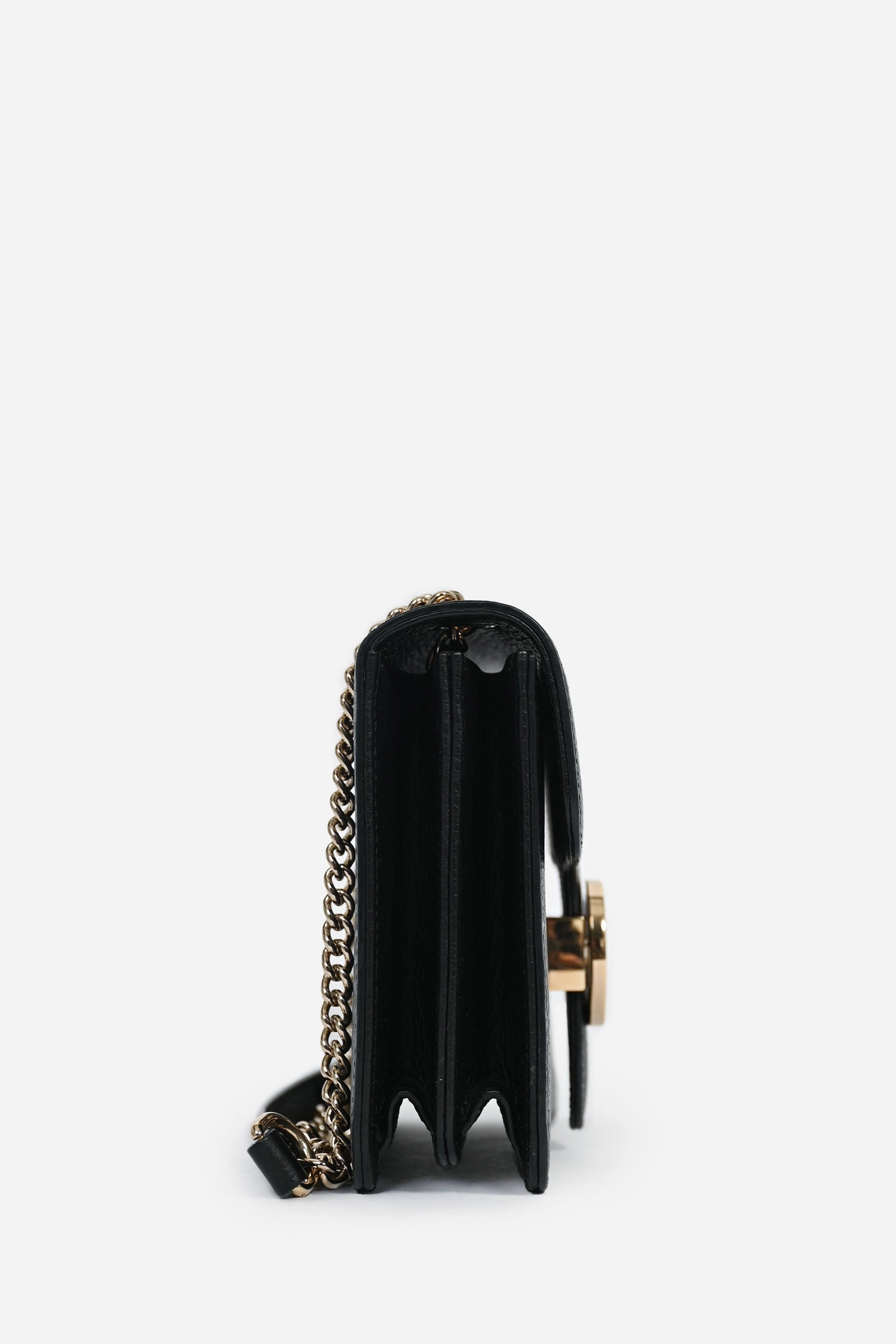 Gucci Black Leather Interlocking G Small Dollar Crossbody Bag
