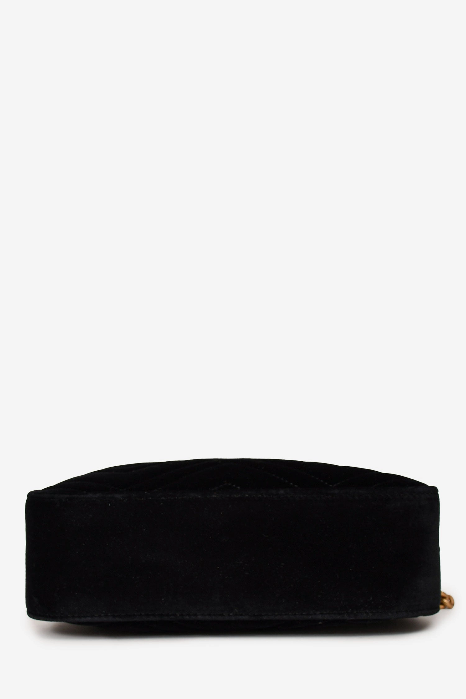 Gucci Black Velvet Chevron Quilted GG Marmont Camera Crossbody Bag