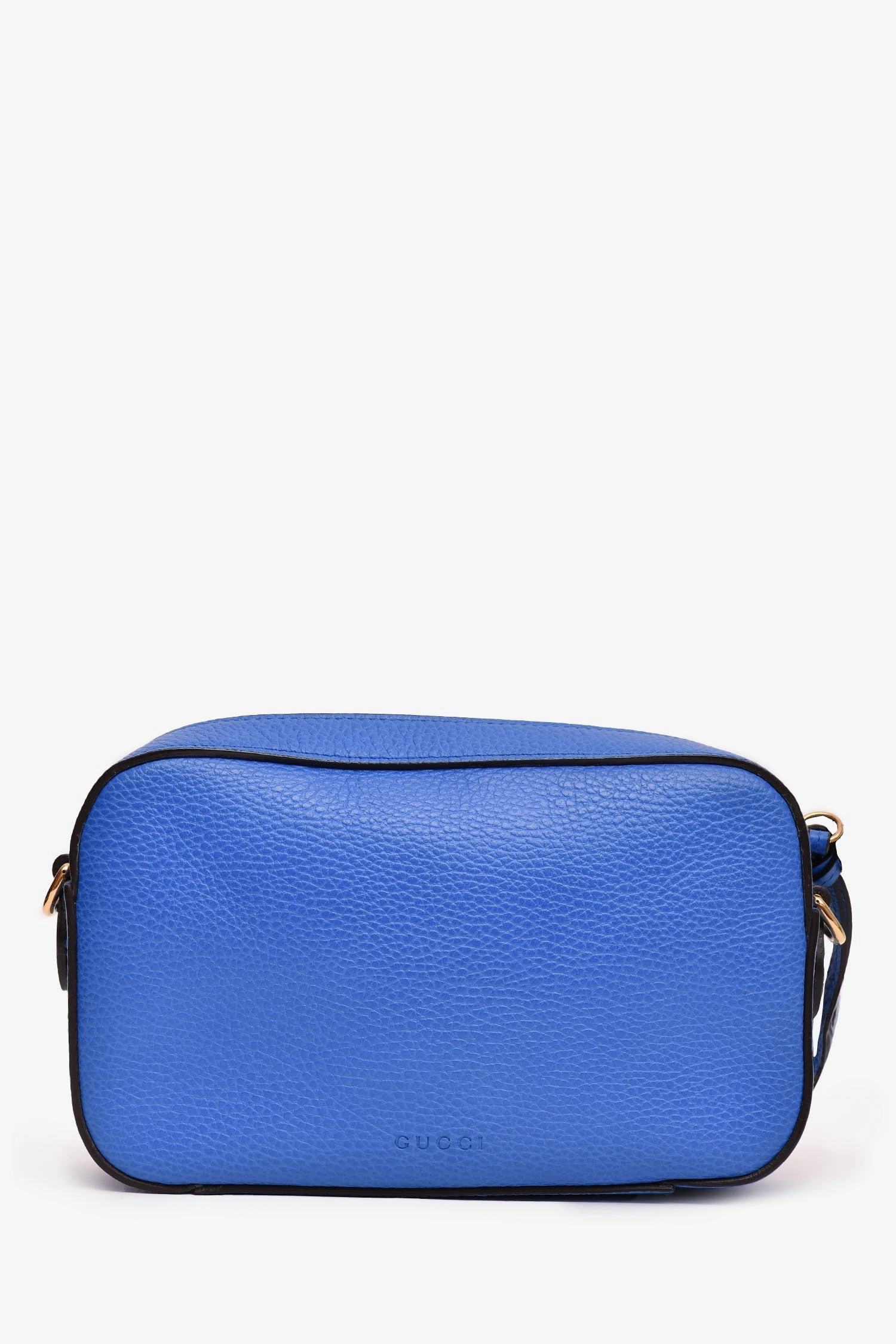 Gucci Blue Grained Leather Tiger Painted Web Strap Sylvie Crossbody