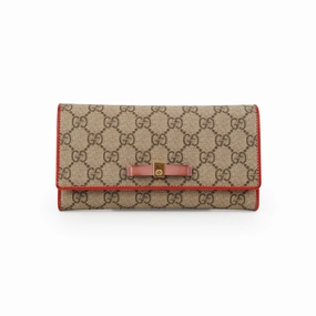 Gucci Bow Long Wallet Monogram Canvas