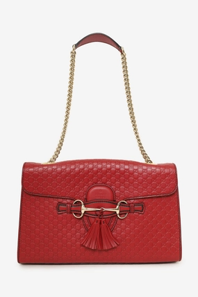 Gucci Burgundy Guccisima Leather 'Emily' Chain Crossbody