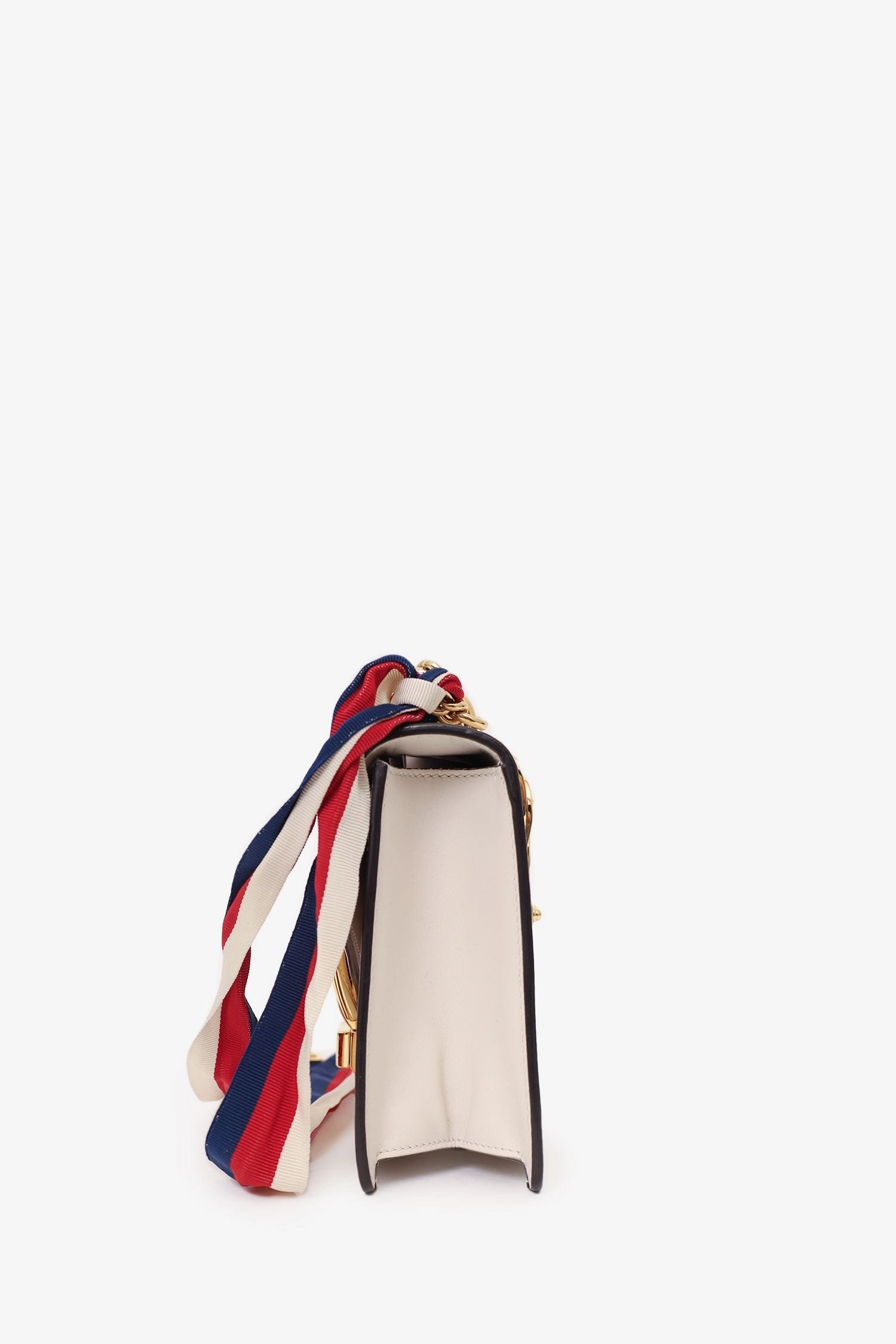 Gucci Cream Leather Mini Sylvie Web Chain Bag