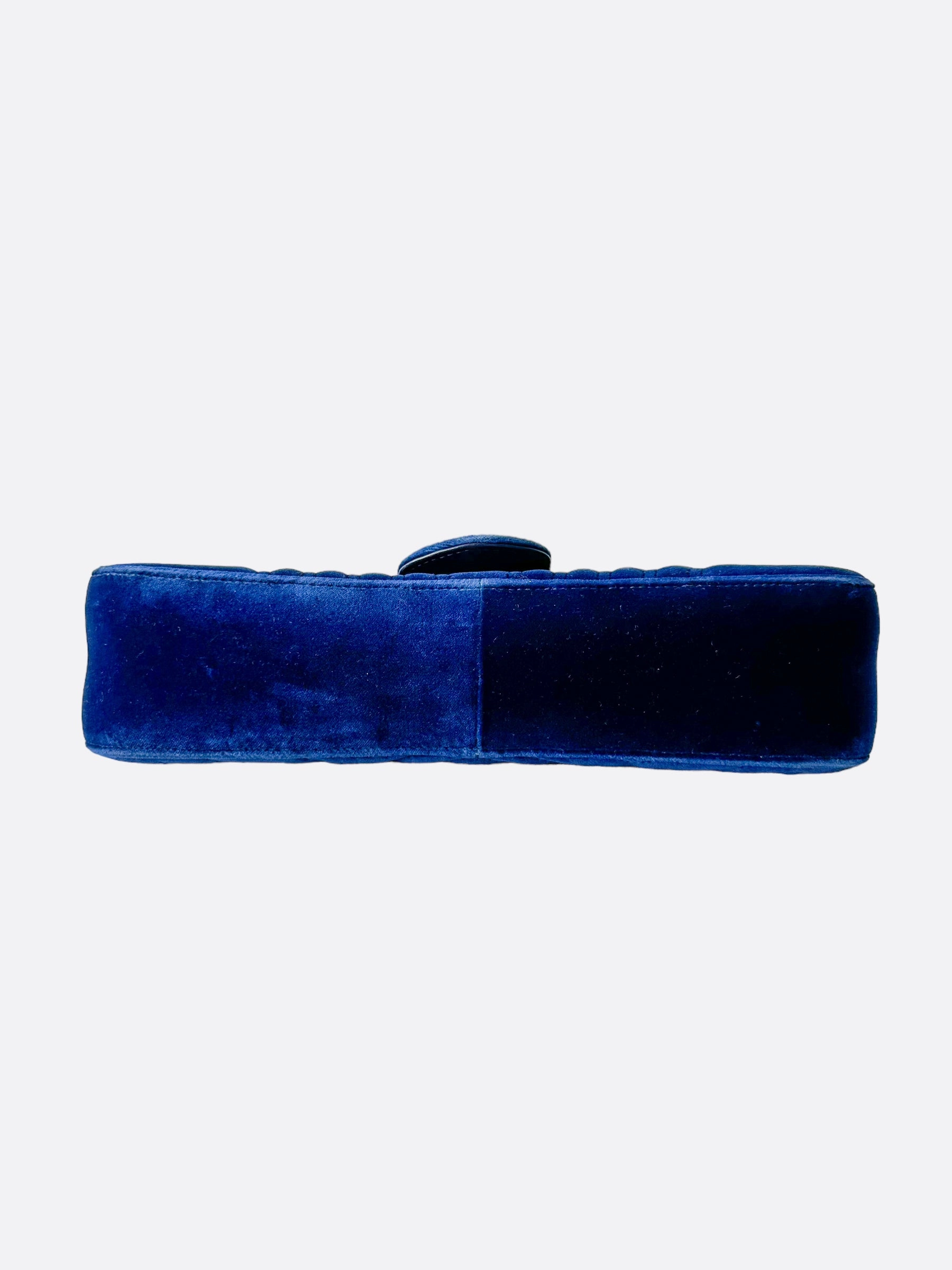 Gucci GG Marmont Cobalt Blue Velvet Shoulder Bag
