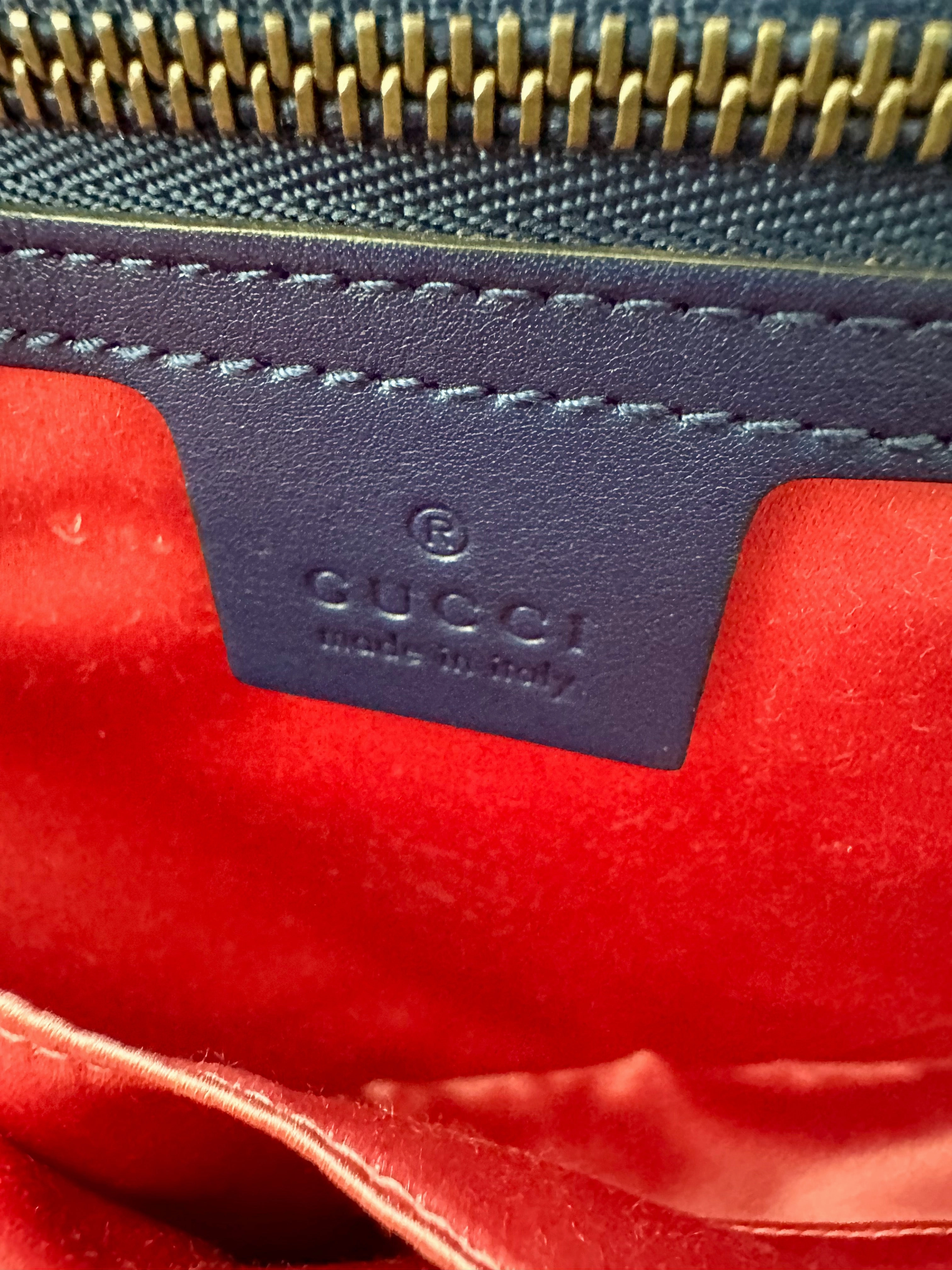 Gucci GG Marmont Cobalt Blue Velvet Shoulder Bag
