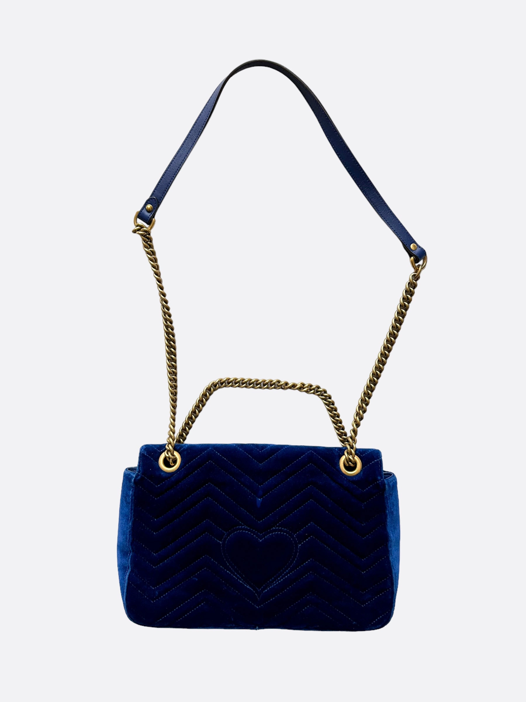 Gucci GG Marmont Cobalt Blue Velvet Shoulder Bag