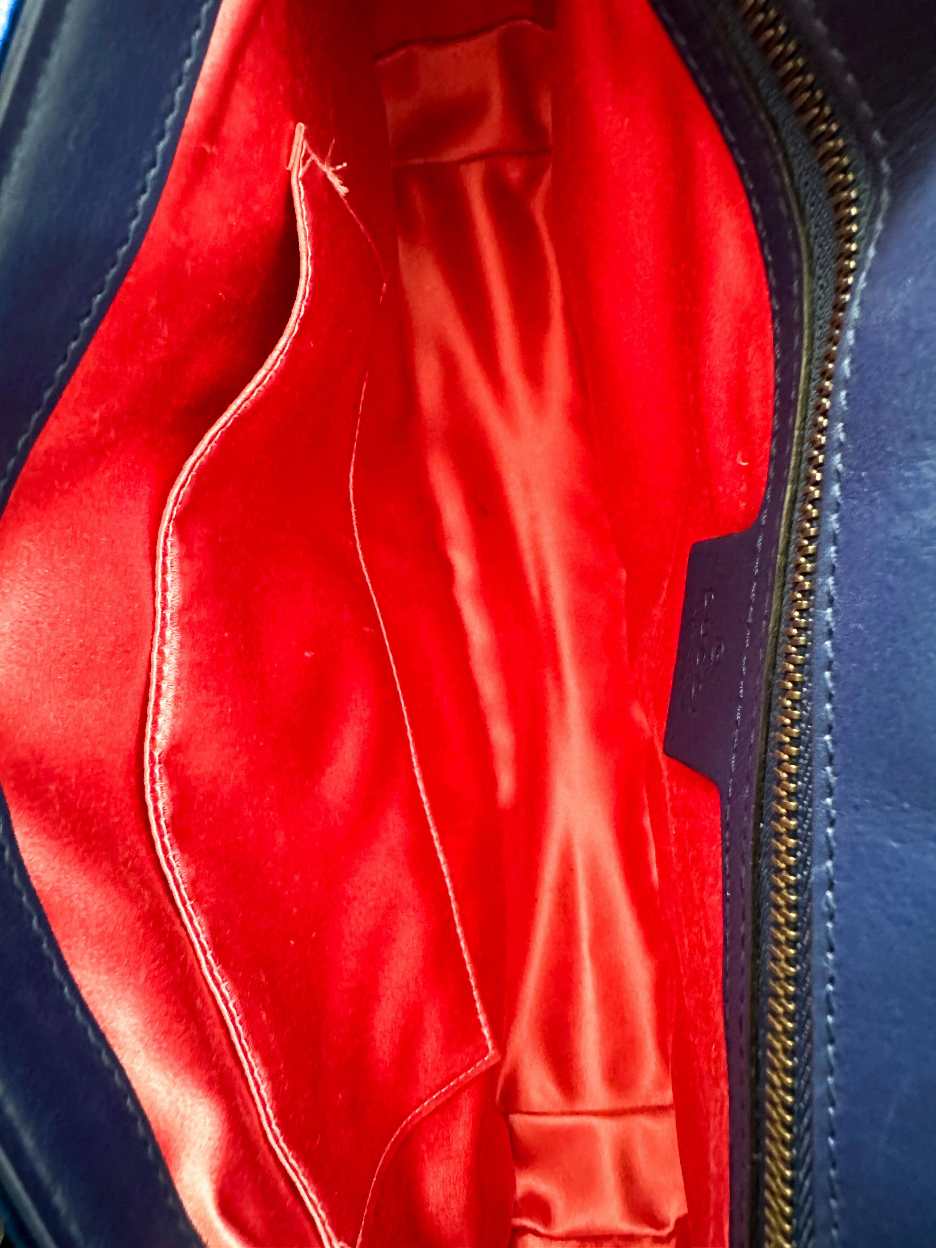 Gucci GG Marmont Cobalt Blue Velvet Shoulder Bag