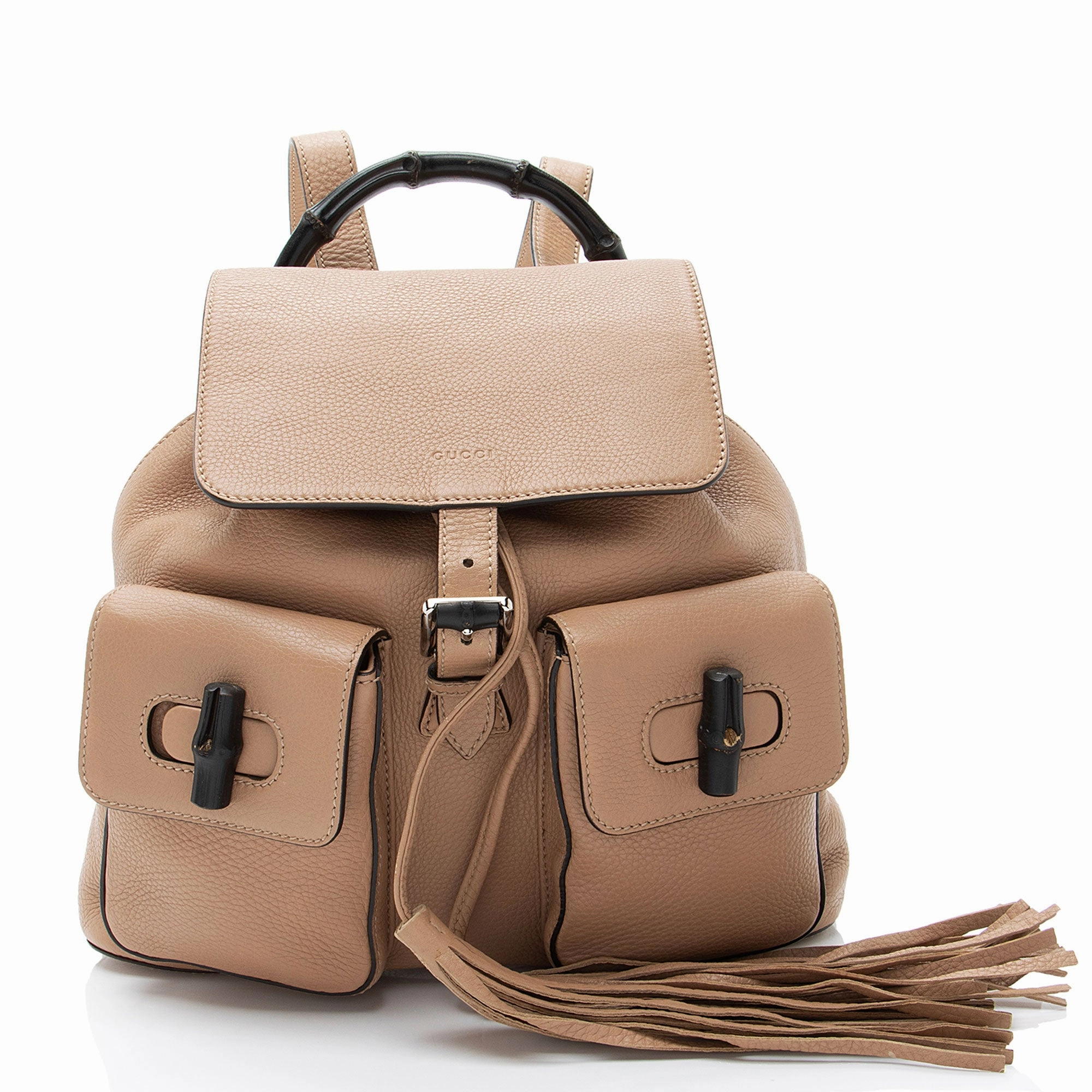 Gucci Leather Bamboo Medium Backpack