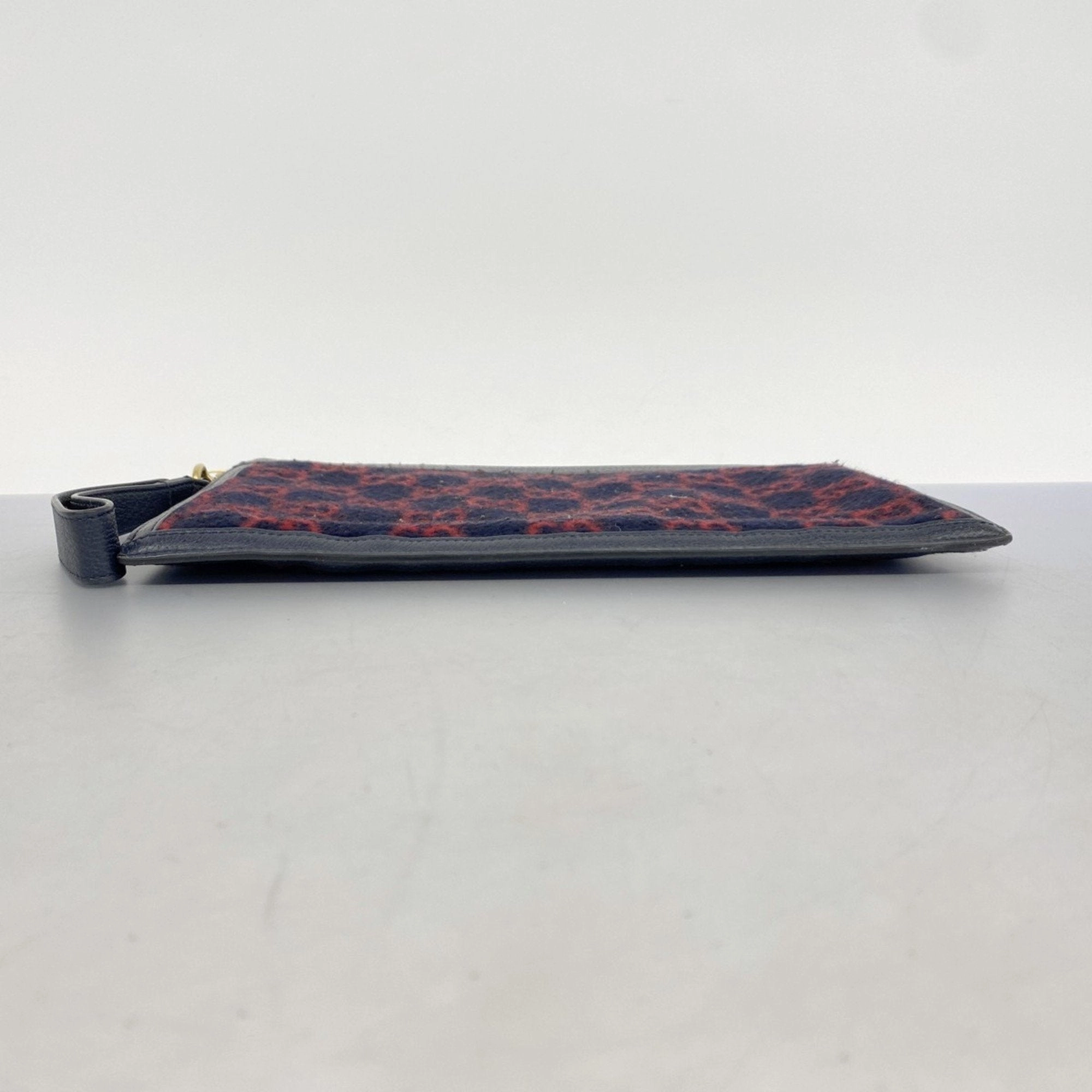 Gucci Navy Color Wool Clutch Bag (Pre-Owned)