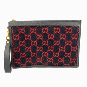 Gucci Navy Color Wool Clutch Bag (Pre-Owned)