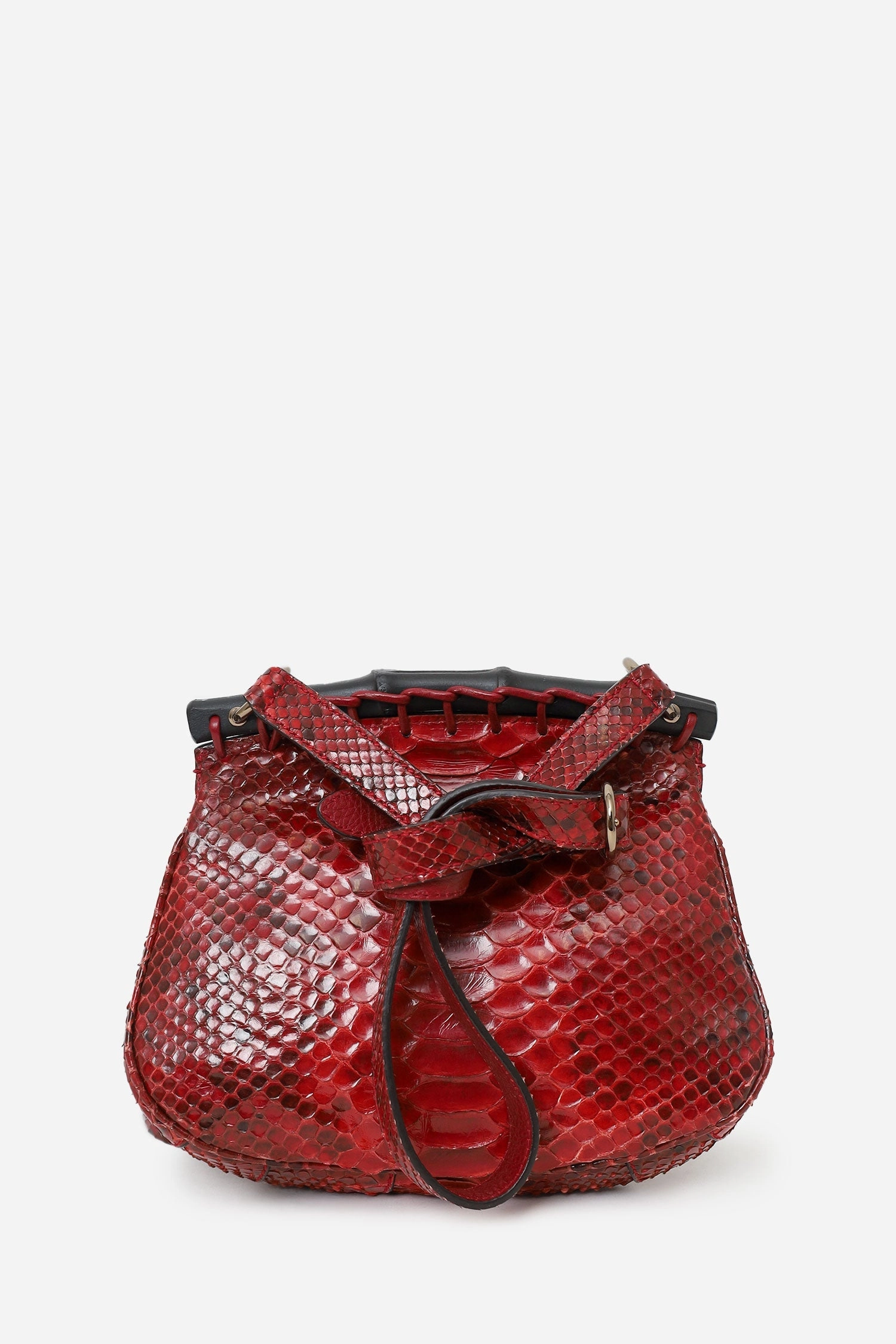 Gucci Red Python Small Nouveau Fringe Shoulder Bag