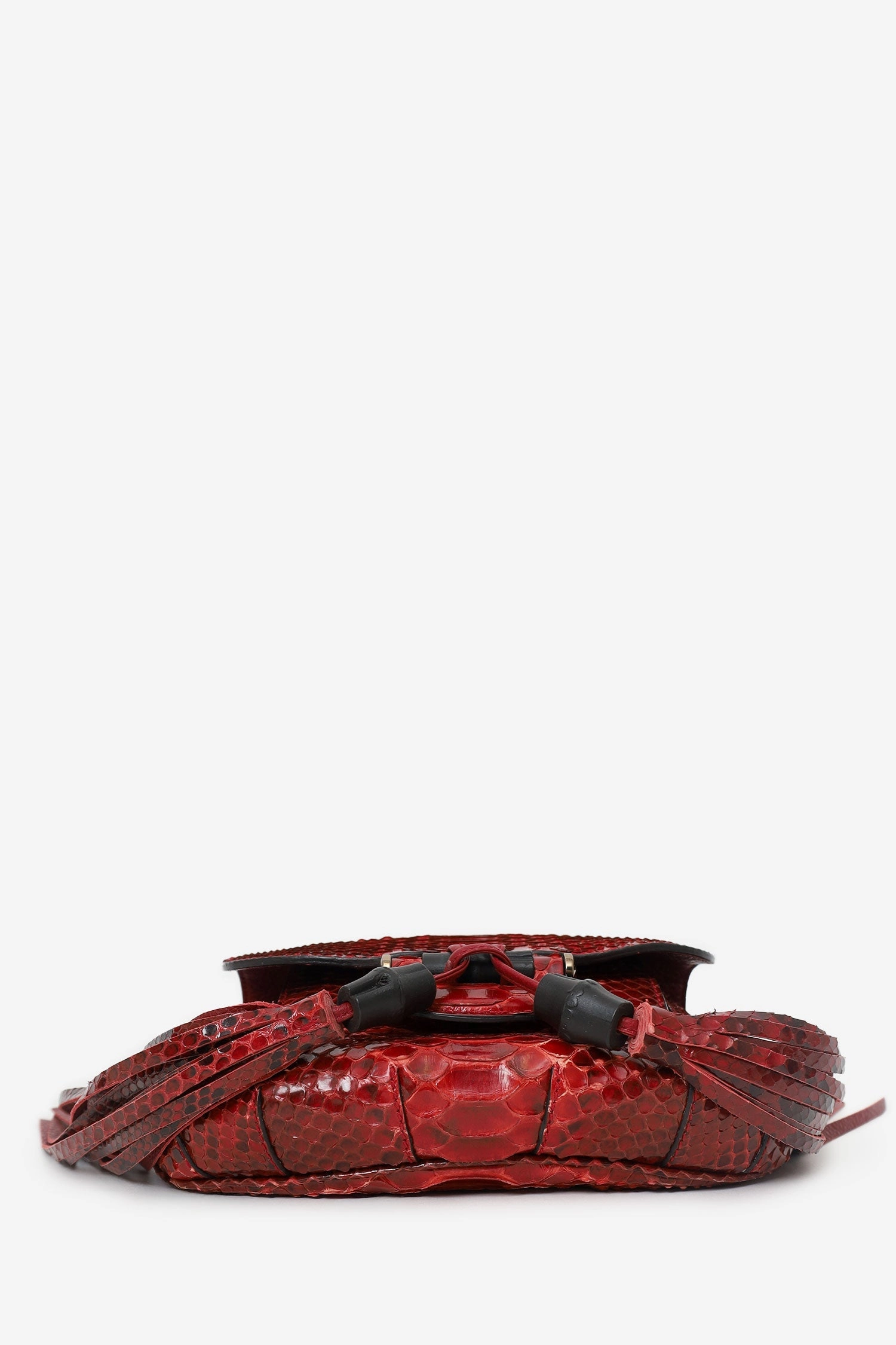 Gucci Red Python Small Nouveau Fringe Shoulder Bag