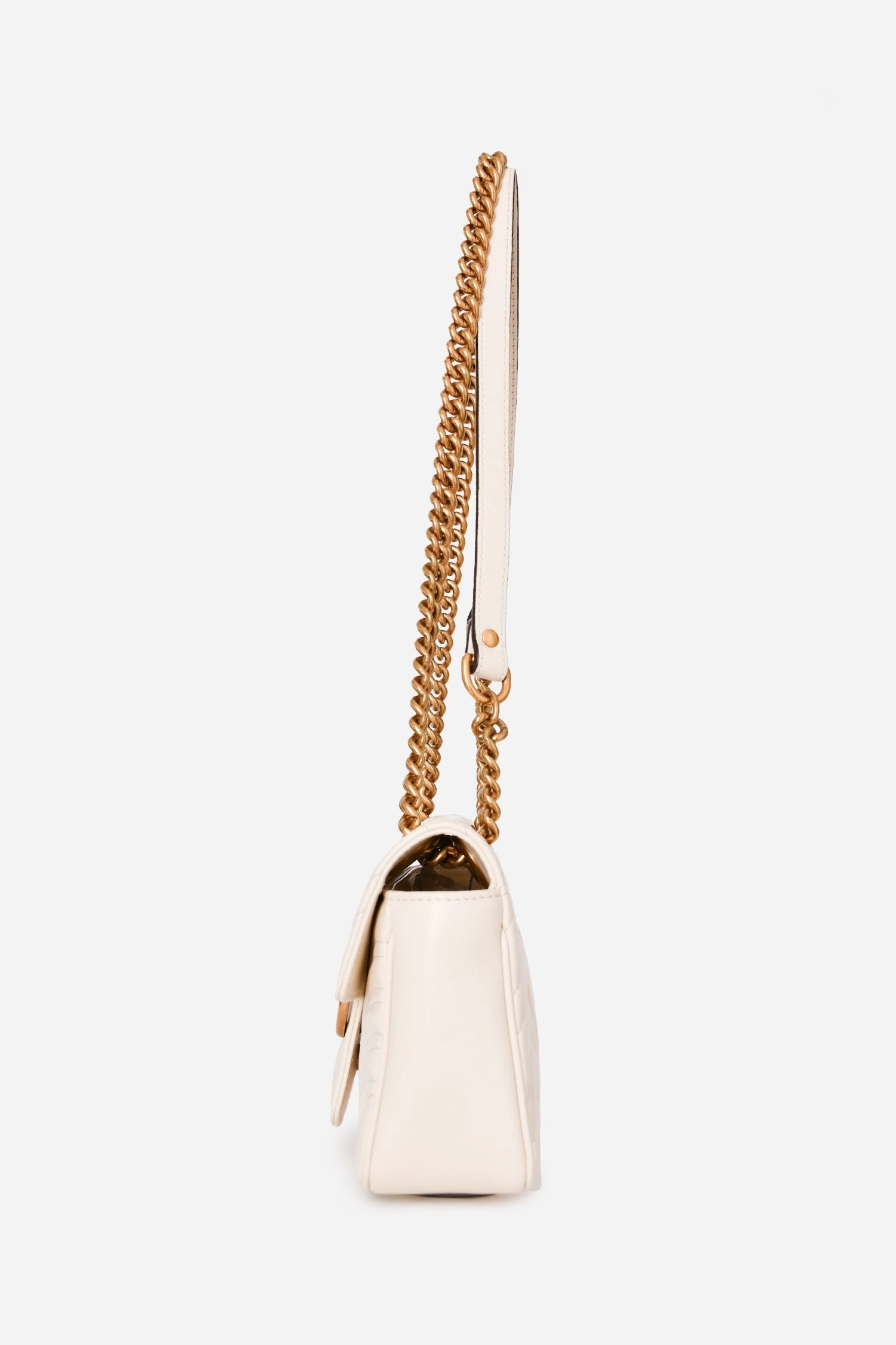 Gucci White Leather GG Marmont Matelasse Mini Bag