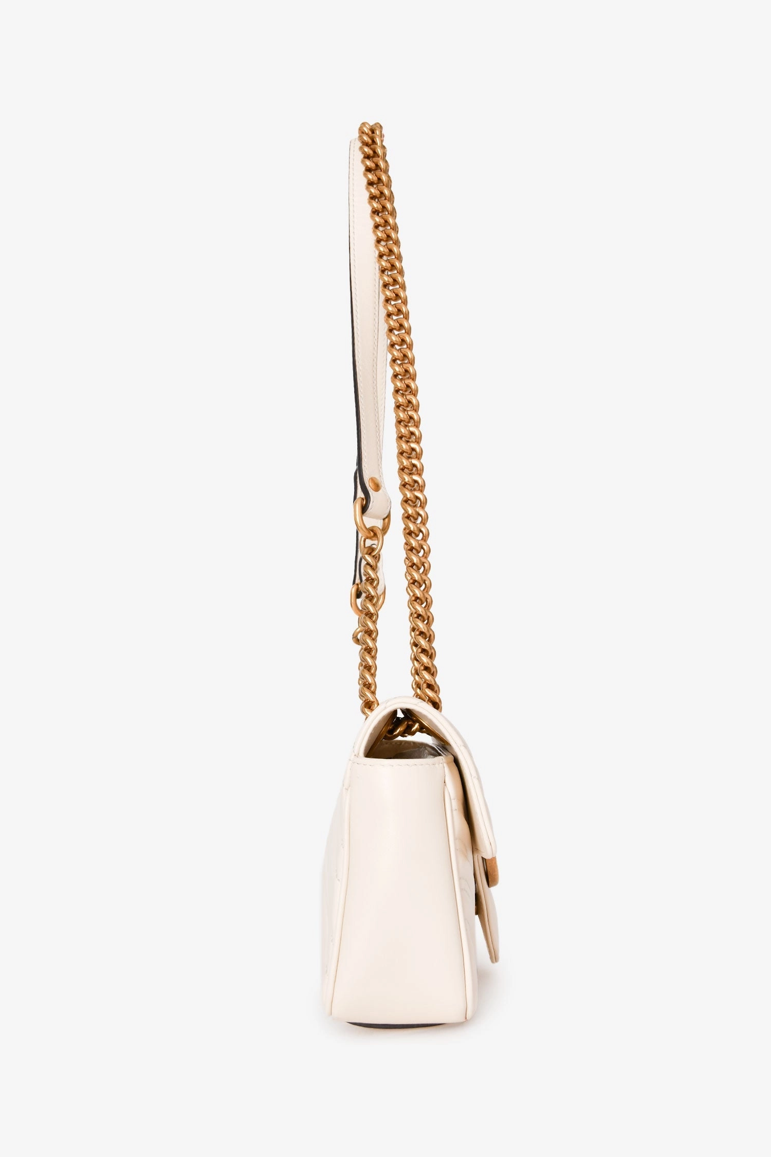Gucci White Leather GG Marmont Matelasse Mini Bag