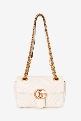 Gucci White Leather GG Marmont Matelasse Mini Bag