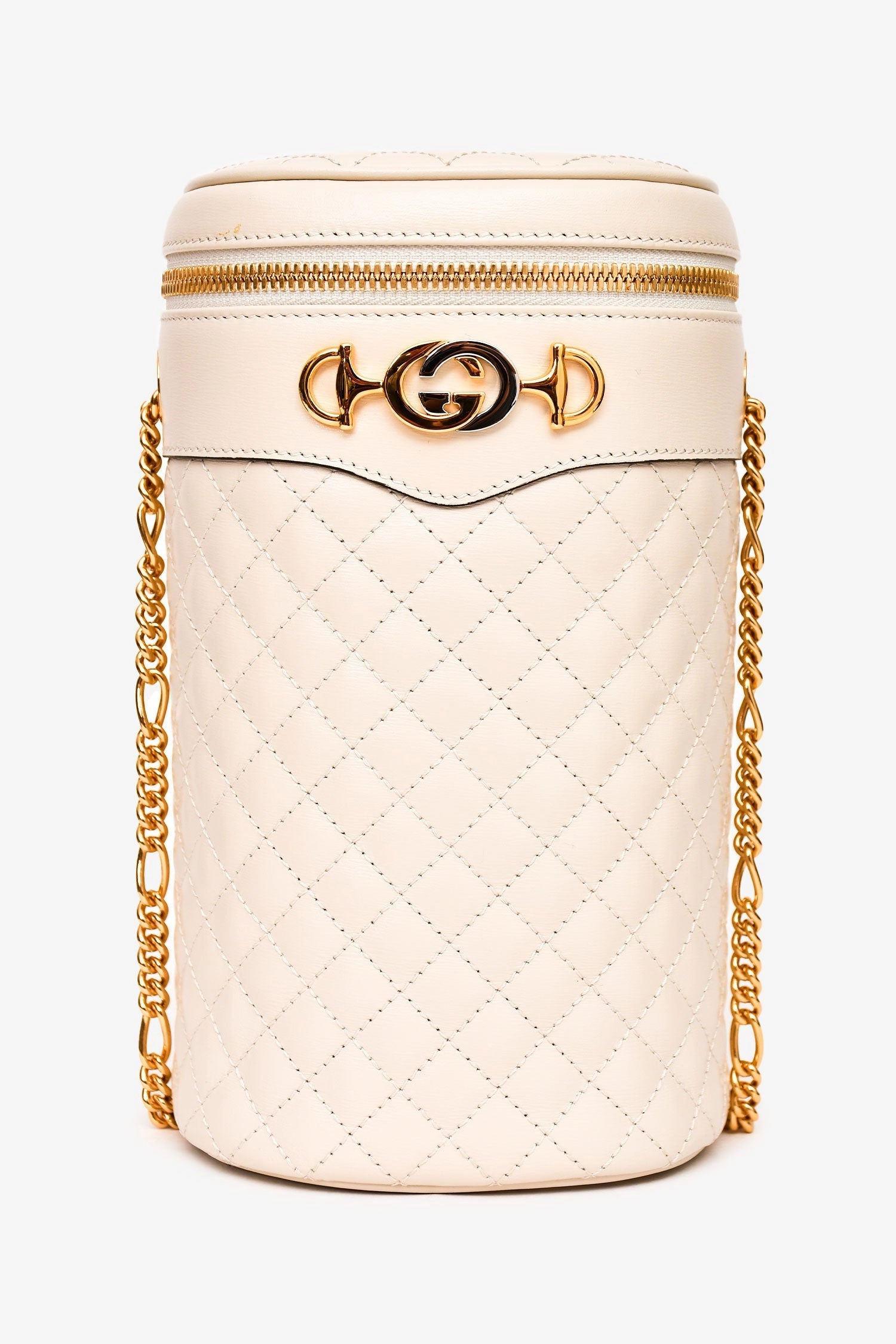 Gucci White Leather Trapuntata Zumi Crossbody Bag