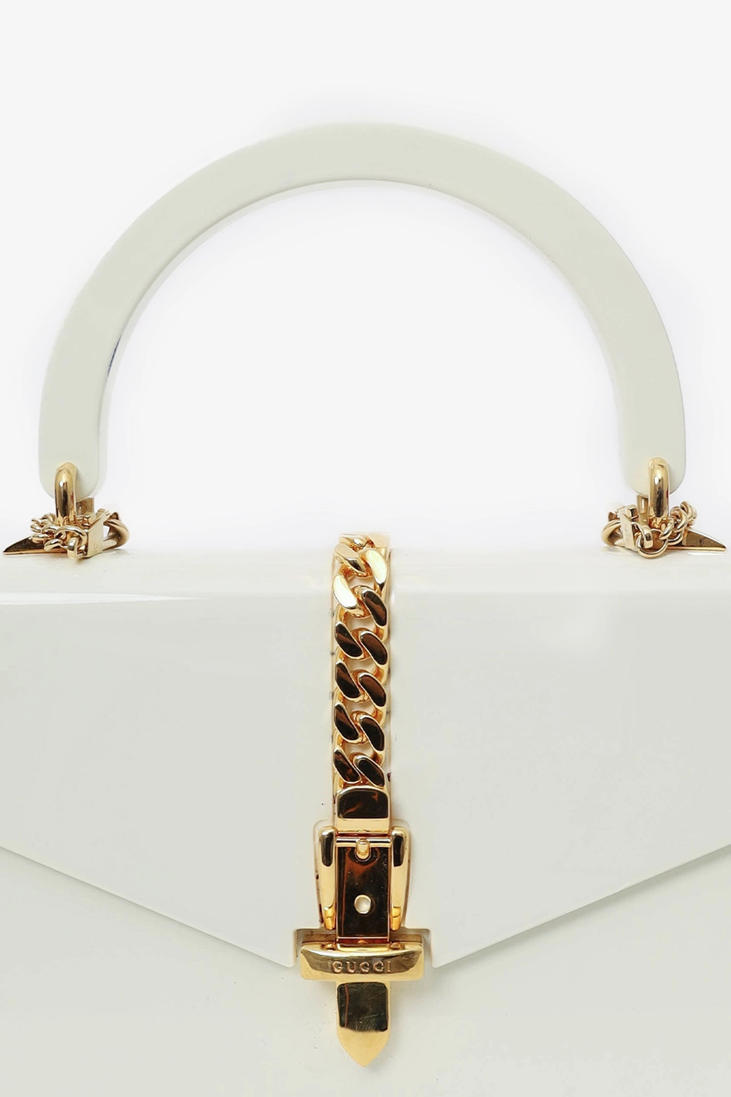 Gucci White Plexiglass \'Sylvie 1969\' Bag with Chain