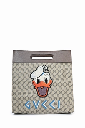 Gucci X Disney Monogram Leather/Coated Canvas 'Donald Duck' Slip Handle Bag with Strap