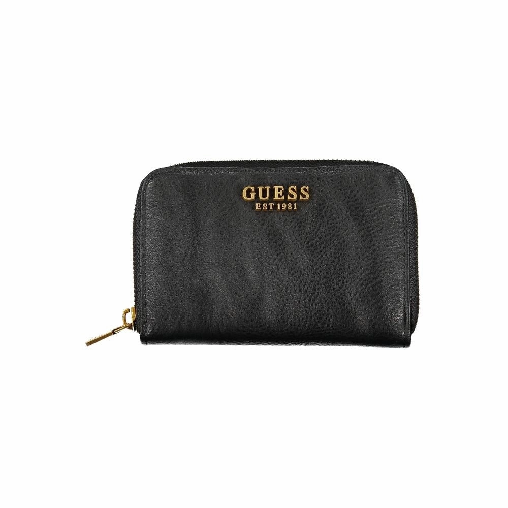 Guess Jeans Elegant Black Zip Wallet with Multiple Women's Compartments