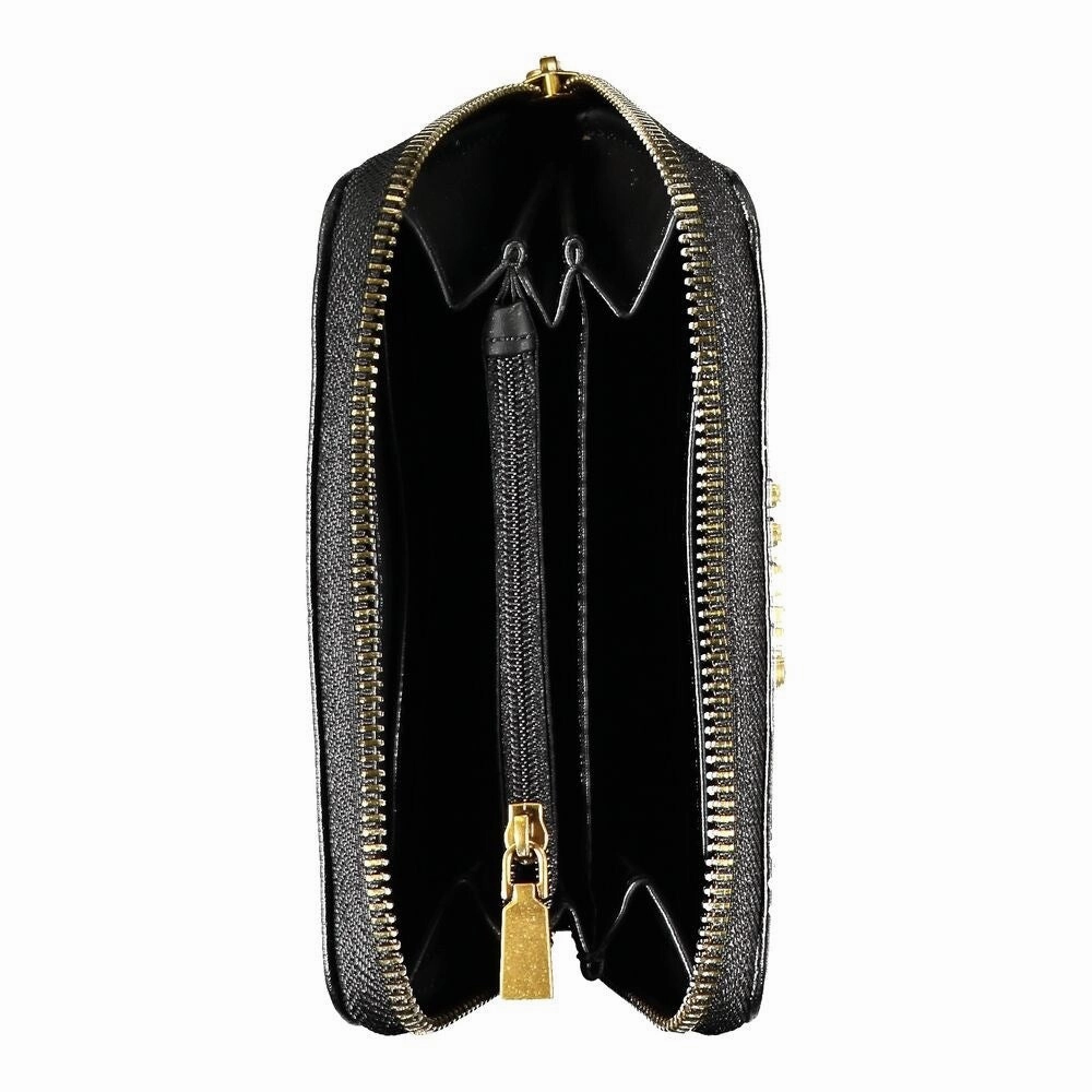 Guess Jeans Elegant Black Zip Wallet with Multiple Women's Compartments