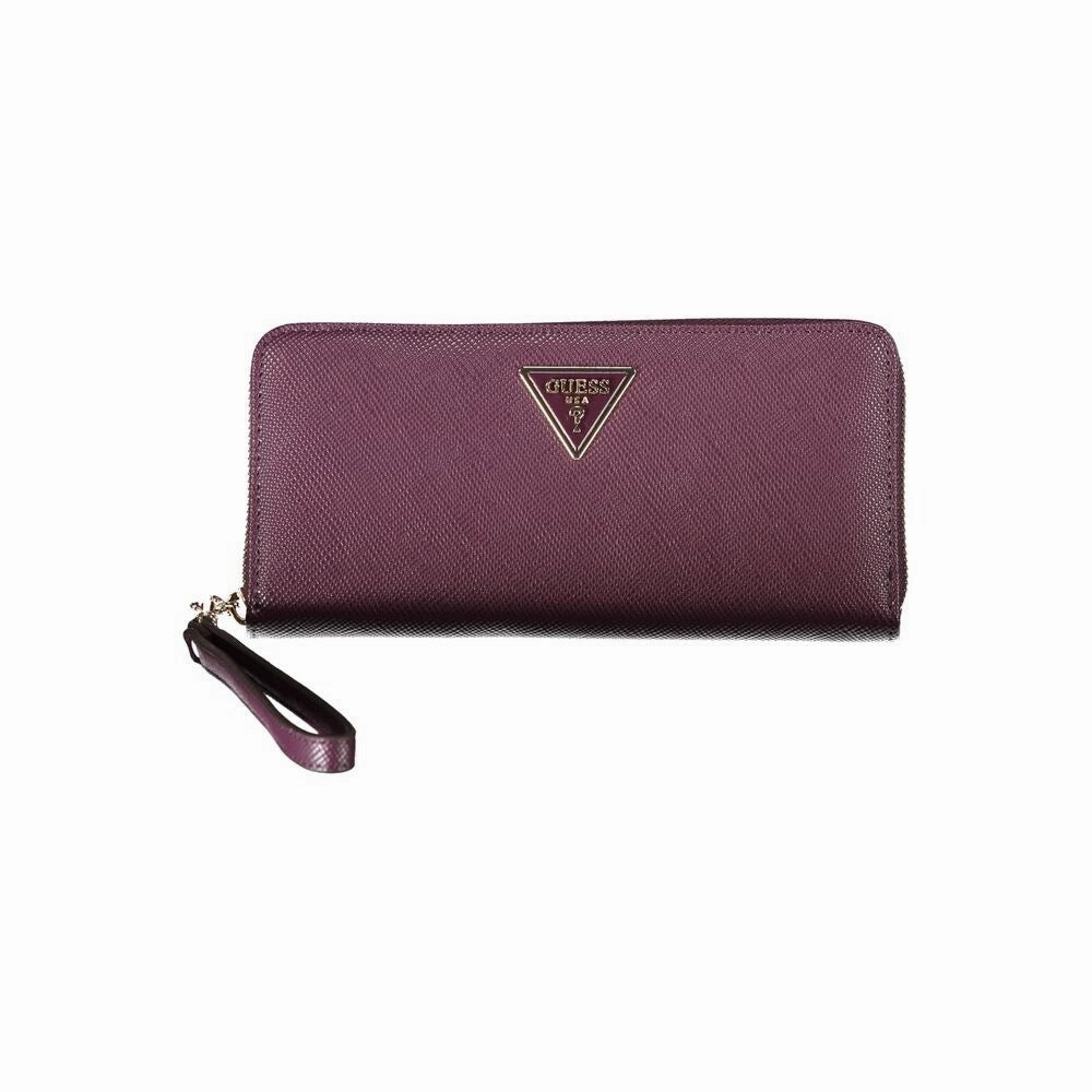 Guess Jeans Elegant Purple Zip Closure Wallet with Logo Women's Detail