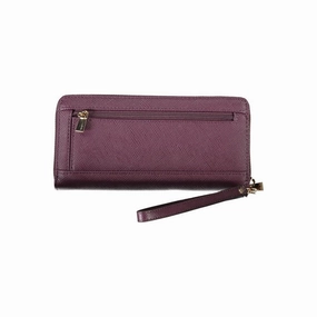 Guess Jeans Elegant Purple Zip Closure Wallet with Logo Women's Detail