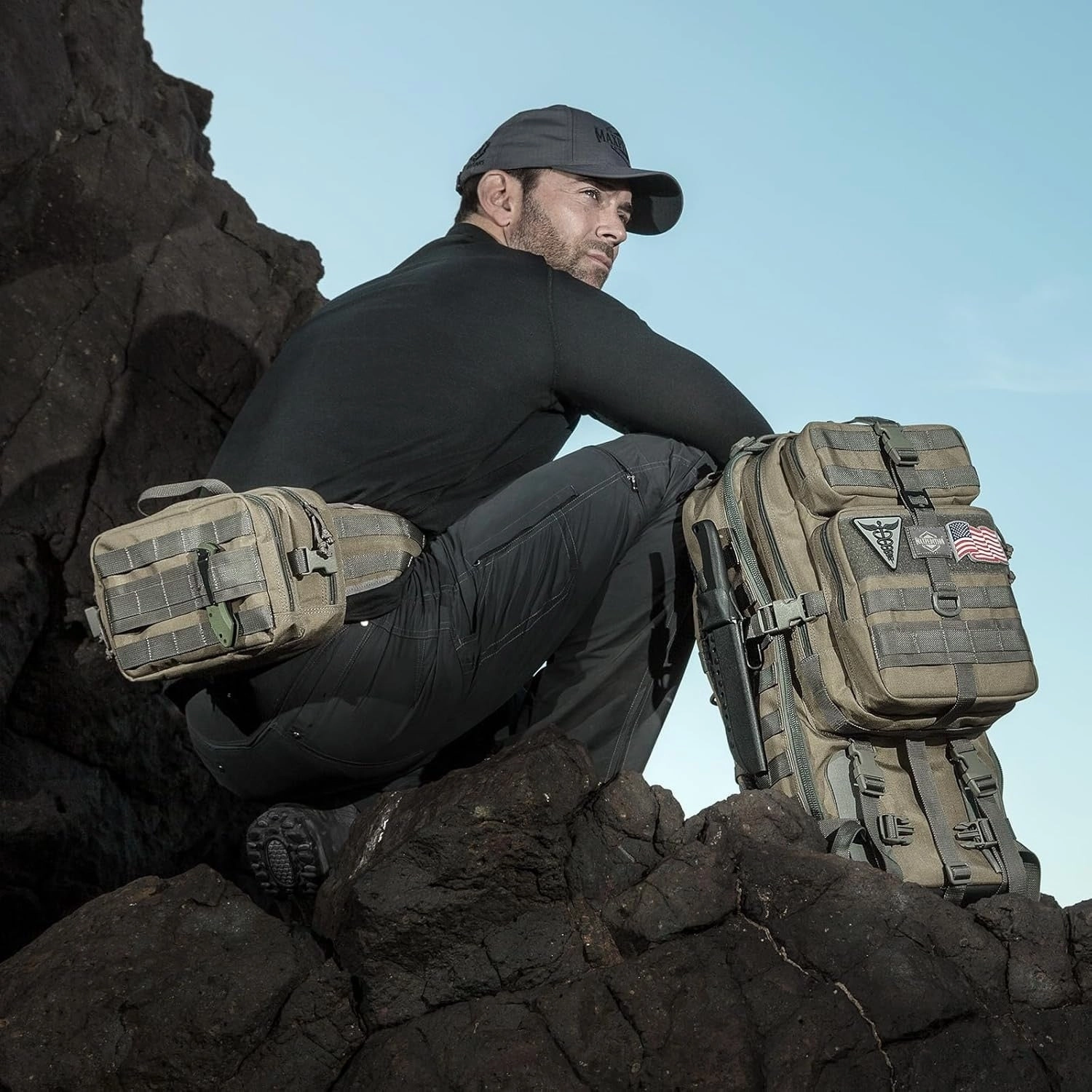 Gyrfalcon 36L Tactical Backpack, Detachable Waist, Khaki Foliage