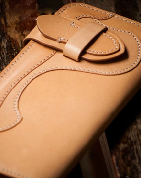 Handmade beige leather men biker wallet Long wallet with multi cards clutch for men