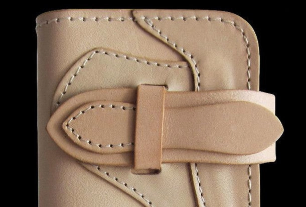 Handmade beige men leather biker wallet multi cards Long wallet clutch for men