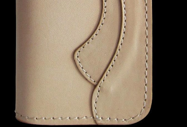 Handmade beige men leather biker wallet multi cards Long wallet clutch for men