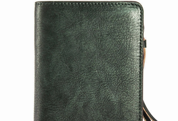 Handmade billfold wallet leather men zip multi cards vintage wallet for men