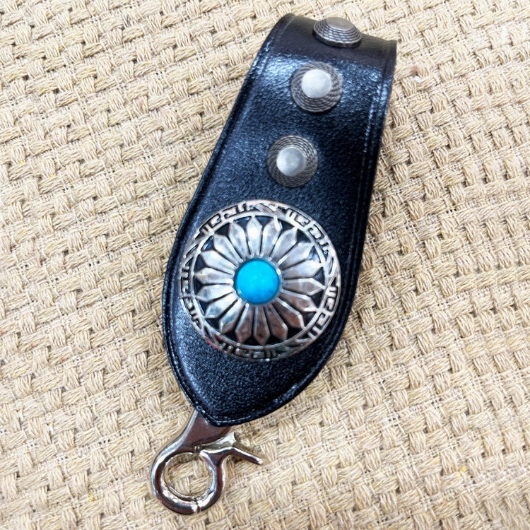 Handmade Black Leather Belt Loop for Biker Wallet Chain Belt Loop with Clip KeyChain