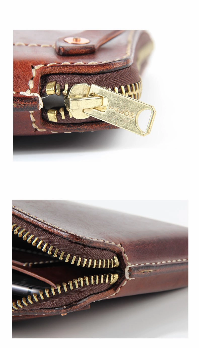 Handmade Black Leather Mens Cool Clutch Wallet Biker Clutch Brown Wristlet Wallet for Men