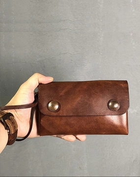 Handmade Black Leather Mens Long Wallet Tan Wristlet Wallet Brown Clutch Biker Chain Wallet Men