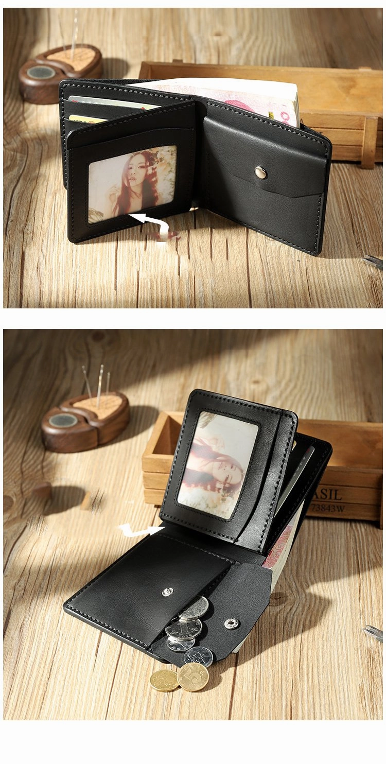 Handmade Black Leather Trifold Billfold Wallet Personalized Mens Trifold Wallets for Men