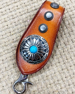 Handmade Brown Leather Belt Loop for Biker Wallet Chain Belt Loop with Clip KeyChain