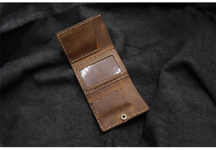 Handmade Brown Leather Mens Trifold Billfold Wallet With Front Pocket Wallet for Men