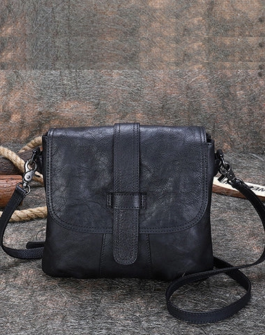 Handmade Brown Leather Womens Square Shoulder Bag School Crossbody Purse for Women