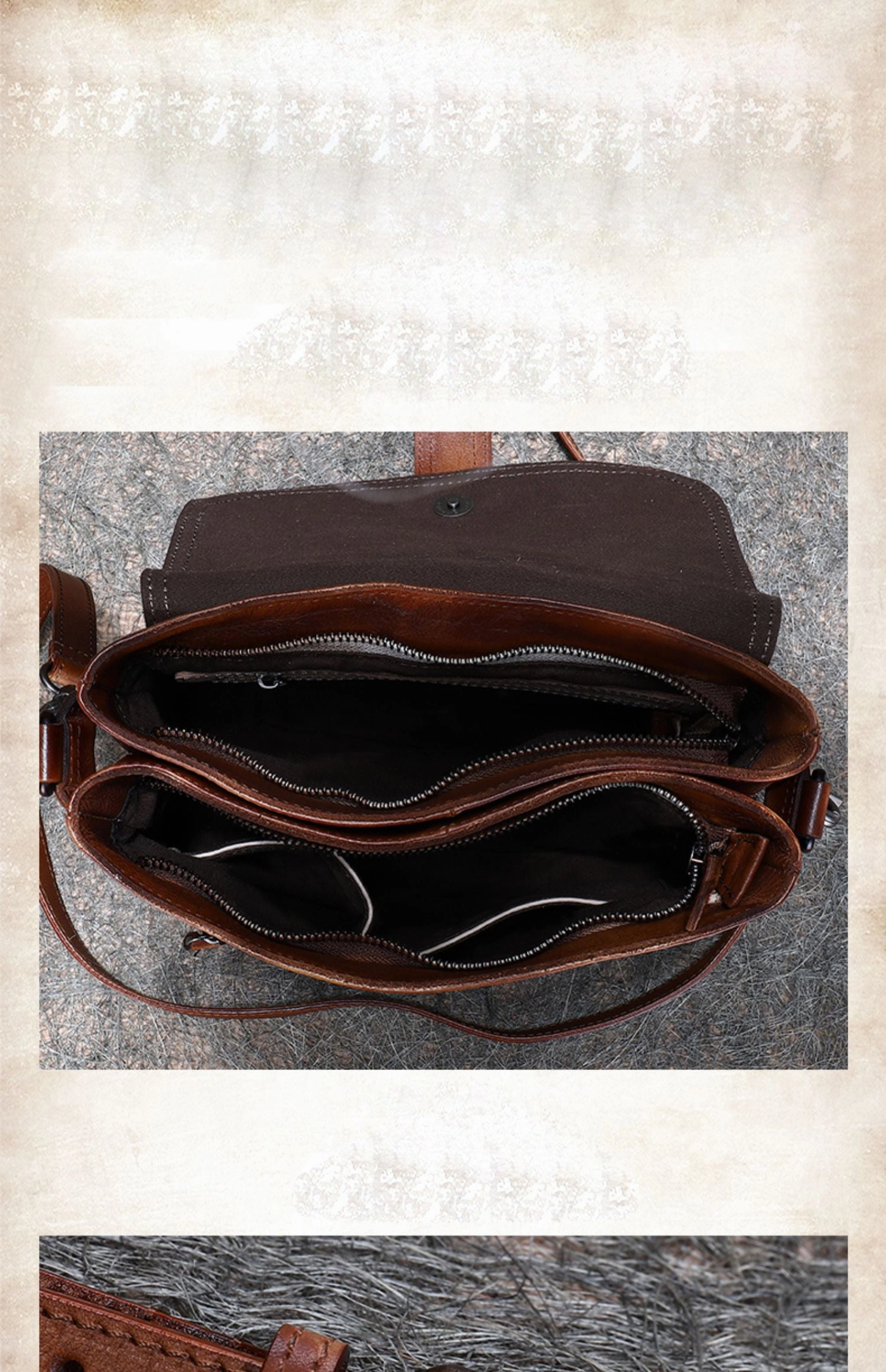 Handmade Brown Leather Womens Square Shoulder Bag School Crossbody Purse for Women