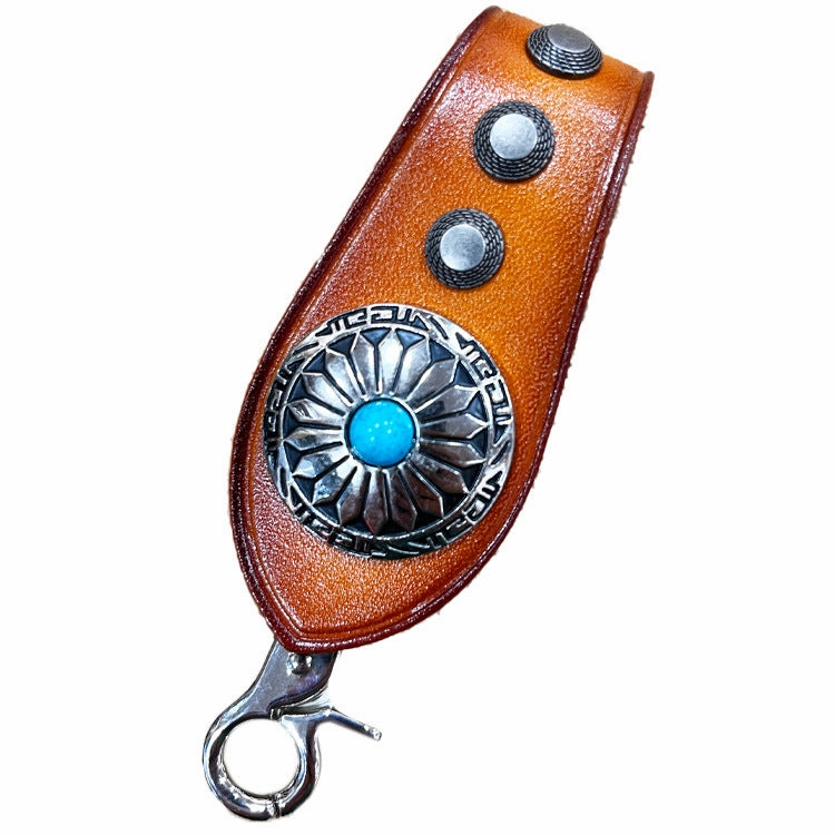 Handmade Coffee Leather Belt Loop for Biker Wallet Chain Belt Loop with Clip KeyChain