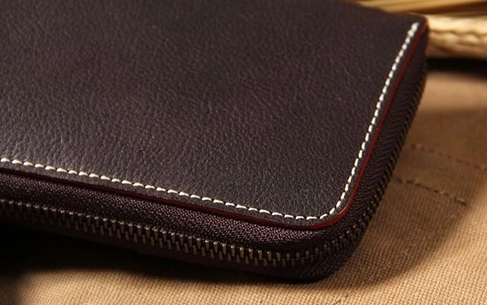 Handmade Cool Leather Black Mens Long Wallet Vintage Zipper Long Wallet for Men