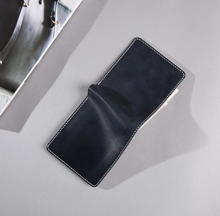 Handmade Cool Leather Mens billfold Leather Wallet Men Small Wallets Bifold for Men