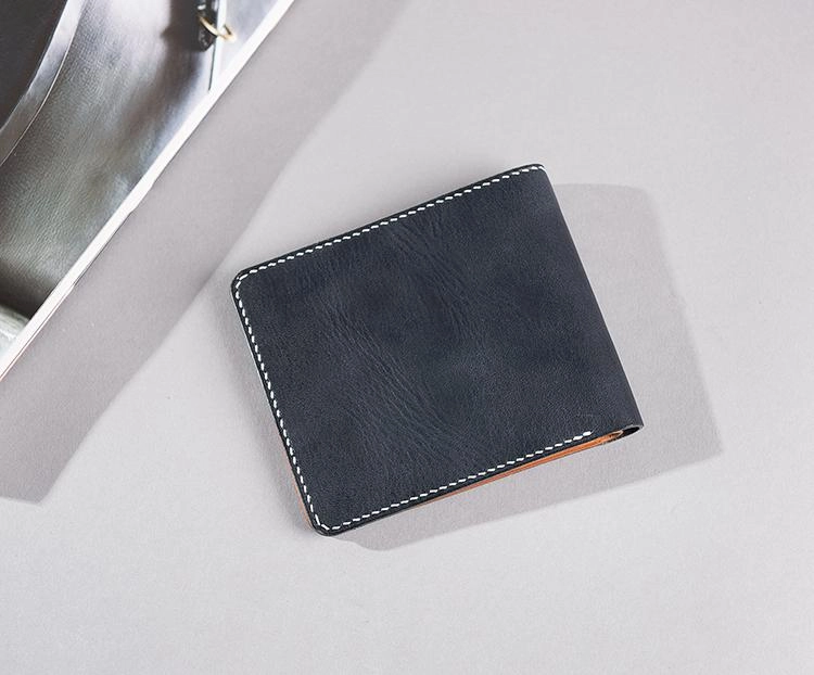 Handmade Cool Leather Mens billfold Leather Wallet Men Small Wallets Bifold for Men