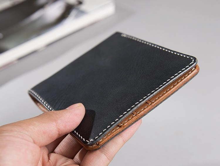 Handmade Cool Leather Mens billfold Leather Wallet Men Small Wallets Bifold for Men
