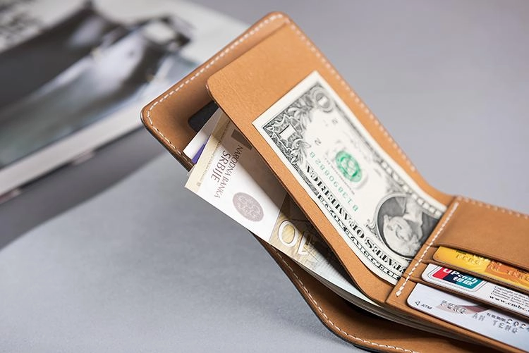 Handmade Cool Leather Mens billfold Leather Wallet Men Small Wallets Bifold for Men