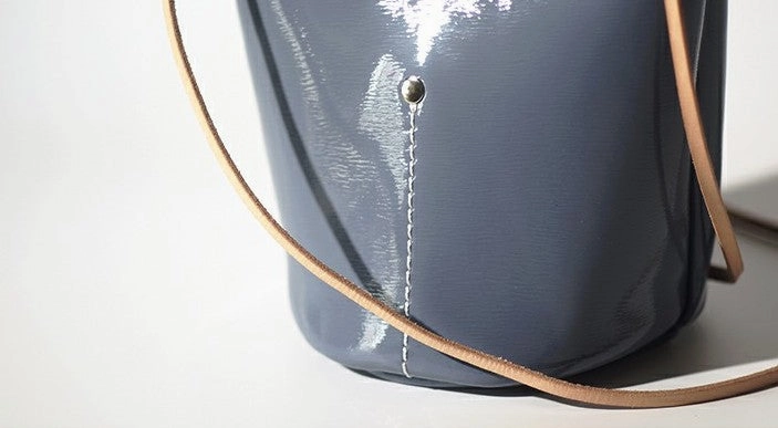 Handmade Fashion Women Leather bucket crossbody bag Barrel shoulder bag for women